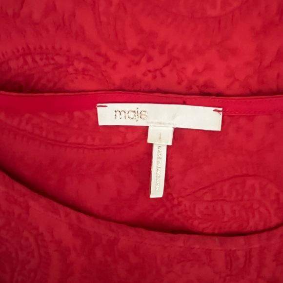 Maje Rahima Rouge Red Floral Jacquard Faux Wrap Mini Dress Size 1 (S) - Picture 6 of 7